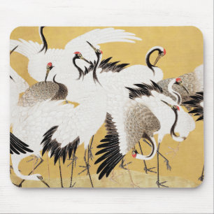 Tapis De Souris Grues d'horloges japonaises Vintage Bird Rich Clas