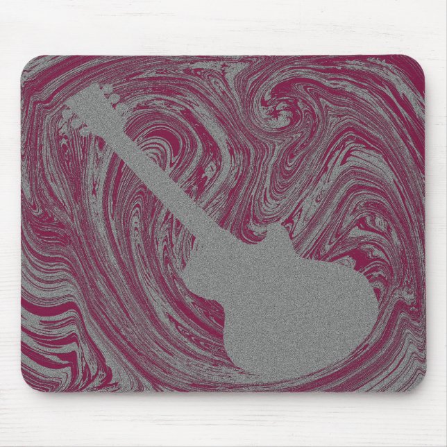 Tapis De Souris Grunge Guitare Mousepad, Rose (Devant)