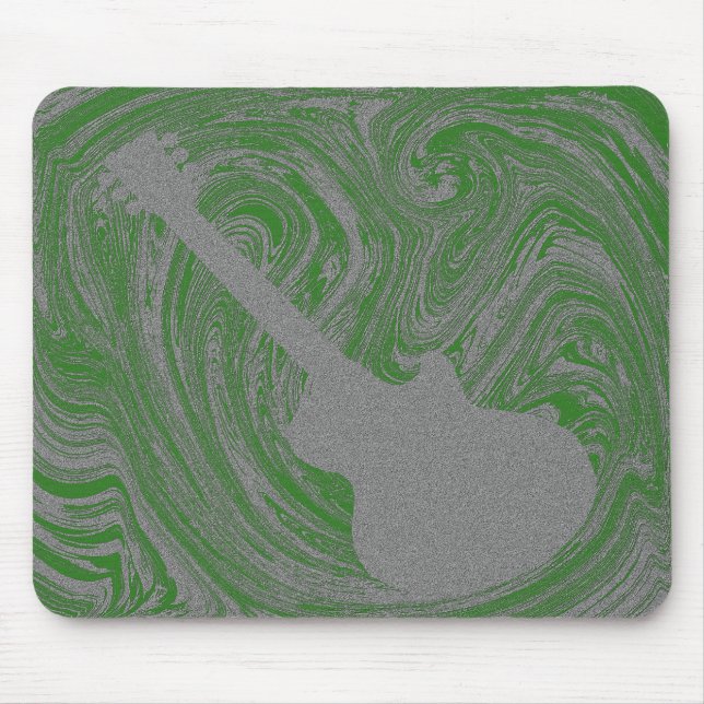 Tapis De Souris Grunge Guitare Mousepad, Vert (Devant)