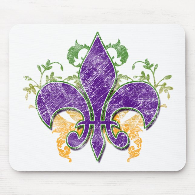 Tapis De Souris Grunge Mousepad de Fleur-De-Lis de mardi gras (Devant)