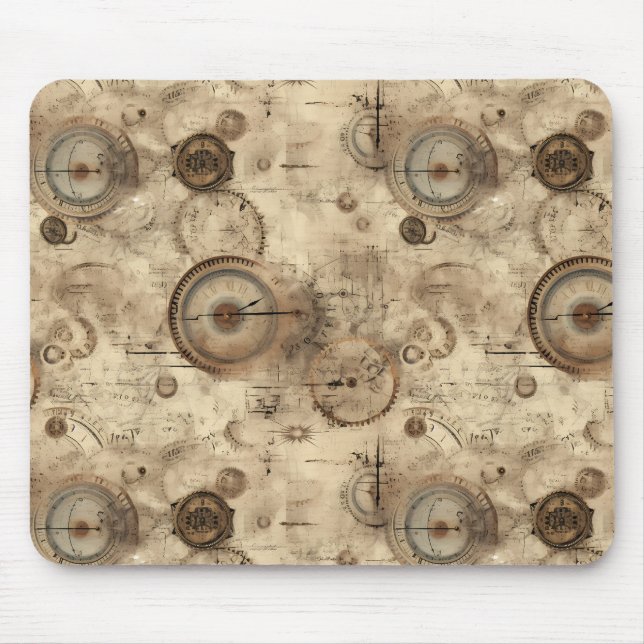 Tapis De Souris Grunge Rustic Steampunk Horloge (11) (Devant)