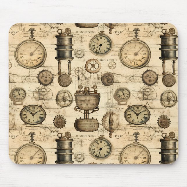 Tapis De Souris Grunge Rustic Steampunk Horloge (14) (Devant)