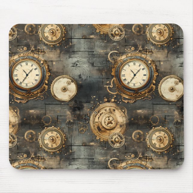 Tapis De Souris Grunge Rustic Steampunk Horloge (8) (Devant)