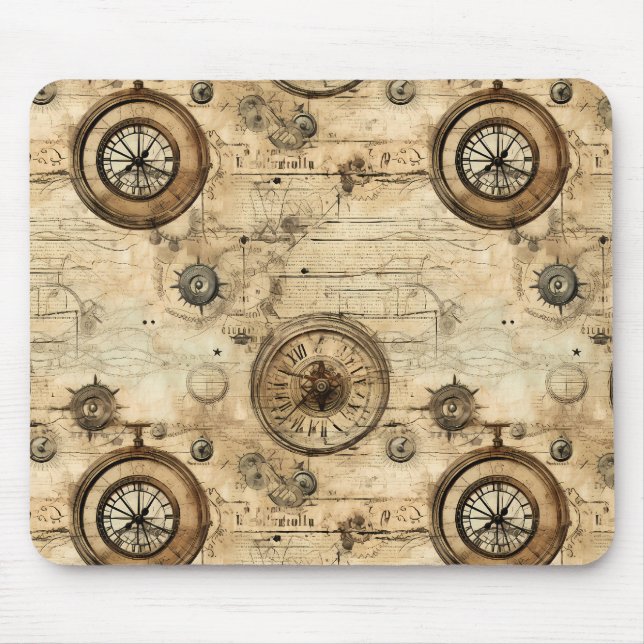 Tapis De Souris Grunge Rustic Steampunk Horloge (9) (Devant)