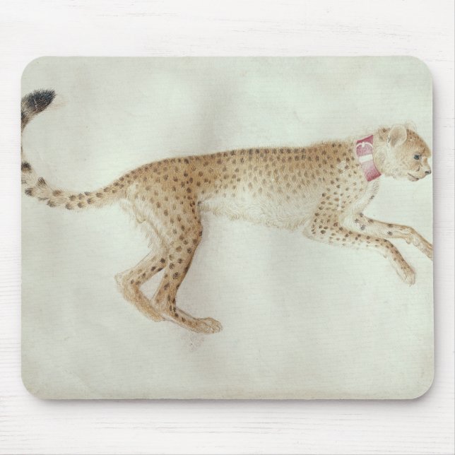 Tapis De Souris Guépard de bondissement avec un collier rouge (Devant)