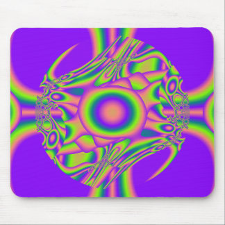 Tapis De Souris Guerre fractale violet vert psychédélique