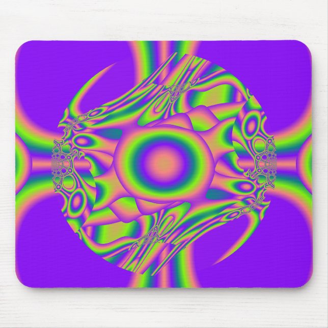 Tapis De Souris Guerre fractale violet vert psychédélique (Devant)