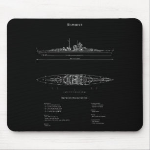Tapis De Souris Guerre Mondiale 2 Allemand Bismarck Ship Modèle 2è