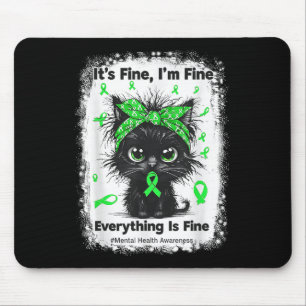 Tapis De Souris Guerrier de la santé mentale Sensibilisation Chat