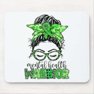 Tapis De Souris Guerrier de santé Messy Bun Femme Neurodiversité E