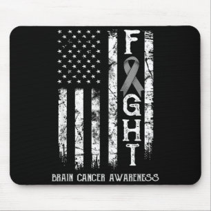 Tapis De Souris Guerrier du cancer du cerveau Drapeau américain