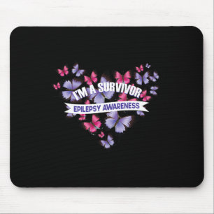 Tapis De Souris Guerrier épileptique et épilepsie au ruban pourpre