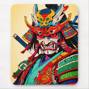 Tapis De Souris Guerrier Samouraï Féroce – Bushido Japonais Coloré