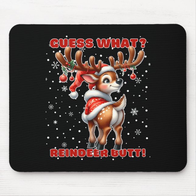 Tapis De Souris Guess What Reindeer Butt Funny Christmas Humor Red (Devant)