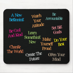 Tapis De Souris Guillemets colorés inspirés et motivants Noirs