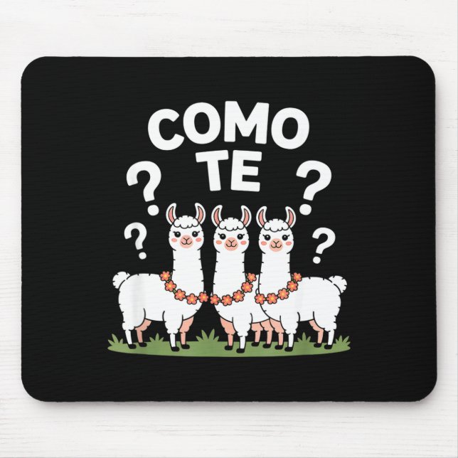 Tapis De Souris Guirlande de fleurs de lama drôle como te point d' (Devant)