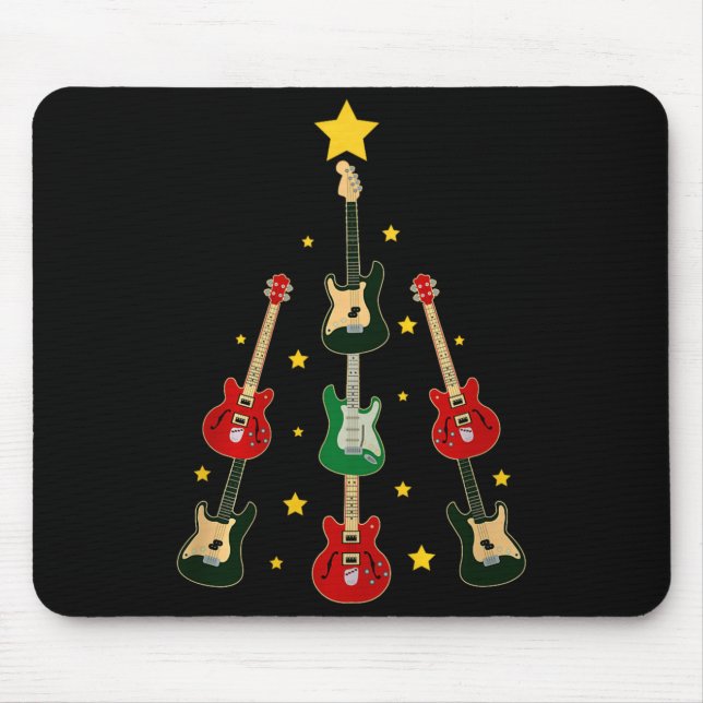 Tapis De Souris Guitar Xmas Tree Musical Guitar Lovers Guitarist C (Devant)