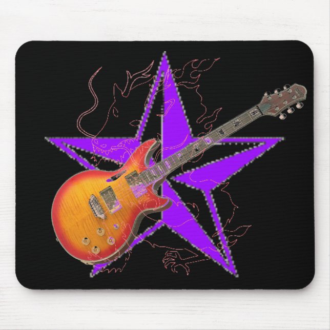 Tapis De Souris Guitare ambre Mousepad d'étoile pourpre de dragon (Devant)