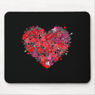 Tapis De Souris Guitare Cœur Amour Saint-Valentin Guitariste Joueu