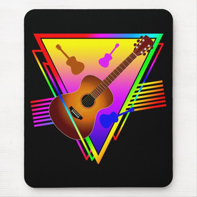 Tapis De Souris Guitare Colorée Rétro (Devant)