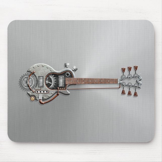 Tapis De Souris Guitare de Steampunk sur l'acier (Devant)