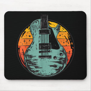 Tapis De Souris Guitare Électrique Rétro Coucher de Soleil Vintage