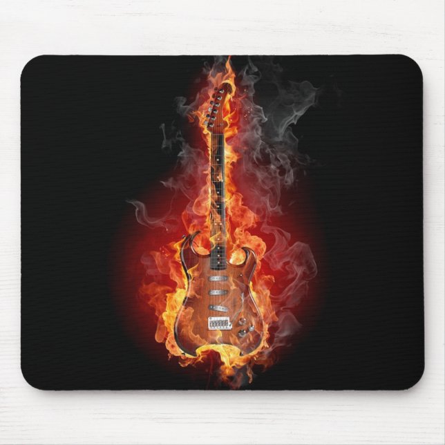 Tapis De Souris Guitare flamboyante de roche (Devant)