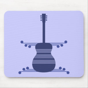 Tapis De Souris Guitare rétro Mousepad, bleu marine