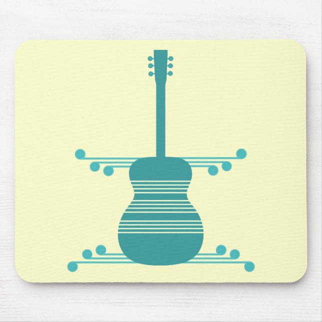 Tapis De Souris Guitare rétro Mousepad, Turquoise (Devant)