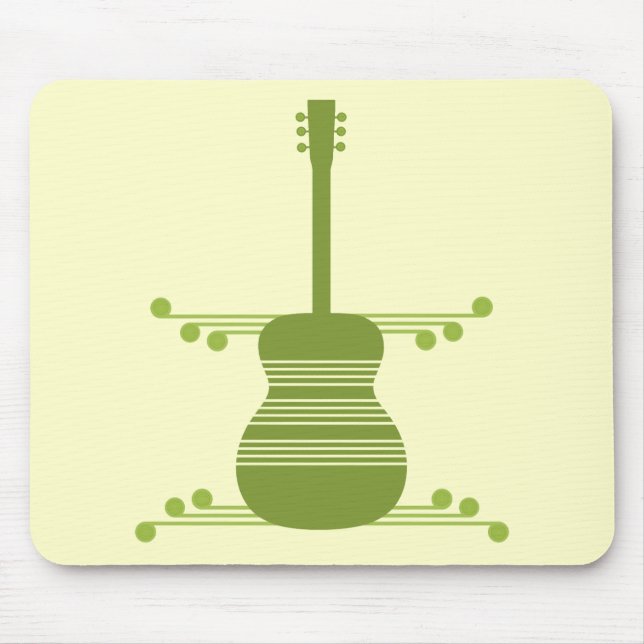 Tapis De Souris Guitare rétro Mousepad, Vert olive (Devant)