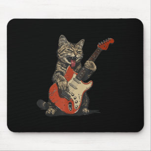 Tapis De Souris Guitare Rock Et Roll Chat Vintage Rock Guitariste