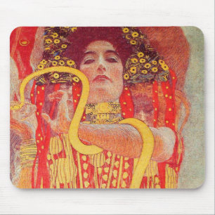 Tapis De Souris Gustav Klimt Red Woman Gold Snake Peinture