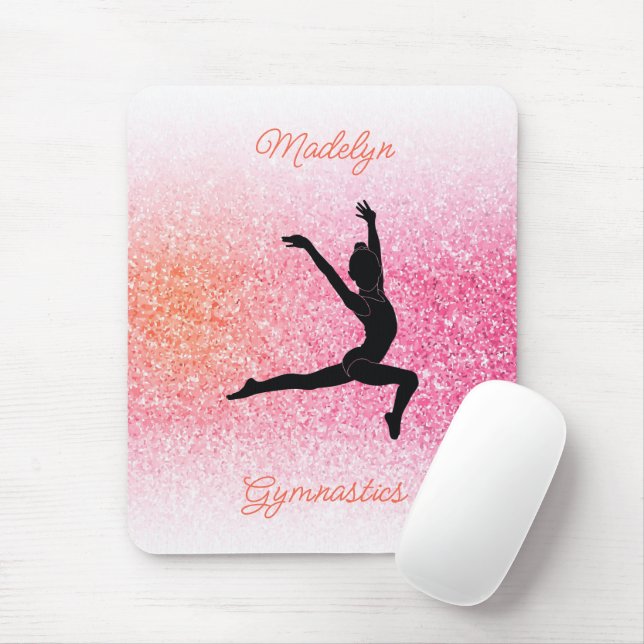 Tapis De Souris Gymnastique fille en Gymnaste Léotard rose Tangeri (Avec souris)