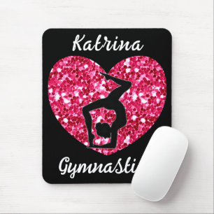 Tapis De Souris Gymnastique noir et rose chaud Personnalisé