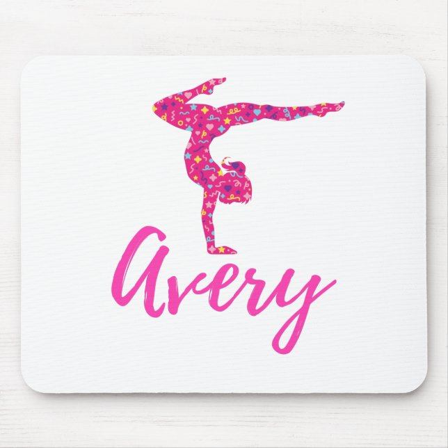 Tapis De Souris Gymnastique personnalisée Gymnaste Nom Avery (Devant)