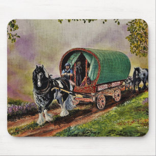 Tapis De Souris Gypsy Vanner cheval Irish Caravan wagon