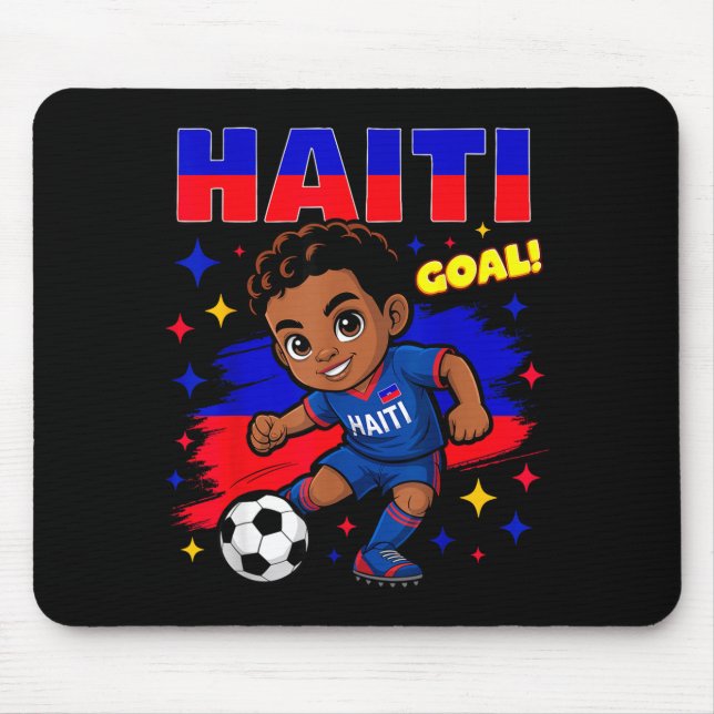 Tapis De Souris Haiti Soccer Kid Haitian Flag Soccer Player Footba (Devant)