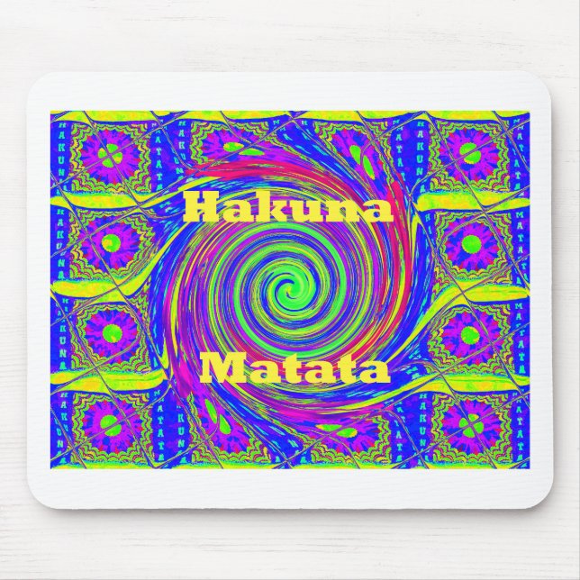 Tapis De Souris Hakuna Matata - Conception de tourbillons aux coul (Devant)