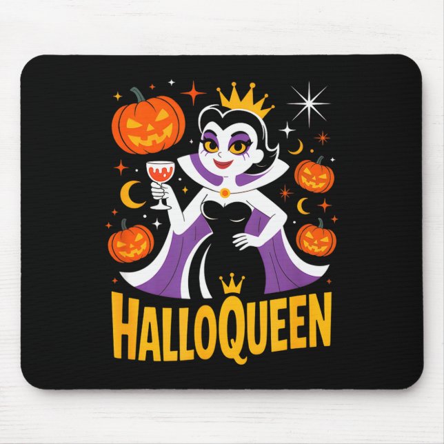 Tapis De Souris Halloqueen Retro Vamre Queen Halloween Pumpkins Ba (Devant)