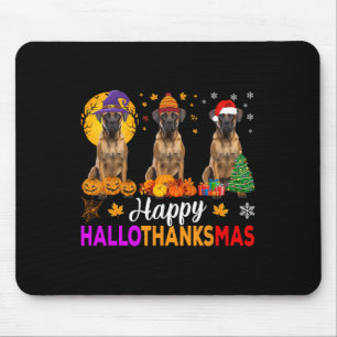 Tapis De Souris Hallothanksmas de Noël de Chien de Boxe