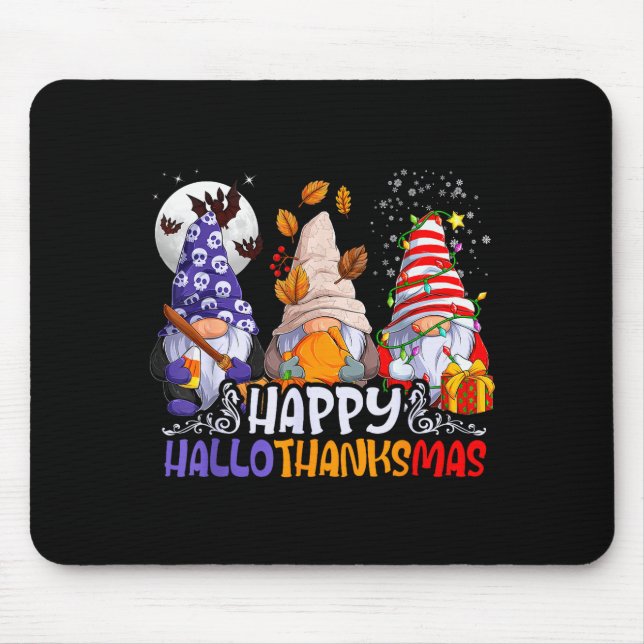Tapis De Souris Hallothanksmas Gnomes Halloween Thanksgiving Chris (Devant)