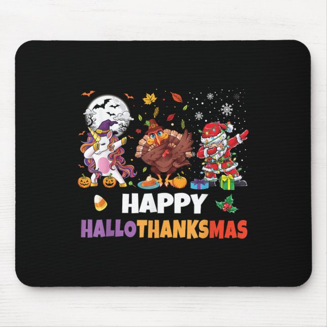 Tapis De Souris Hallothanksmas Shirt Kids Women Men Halloween Chri (Devant)