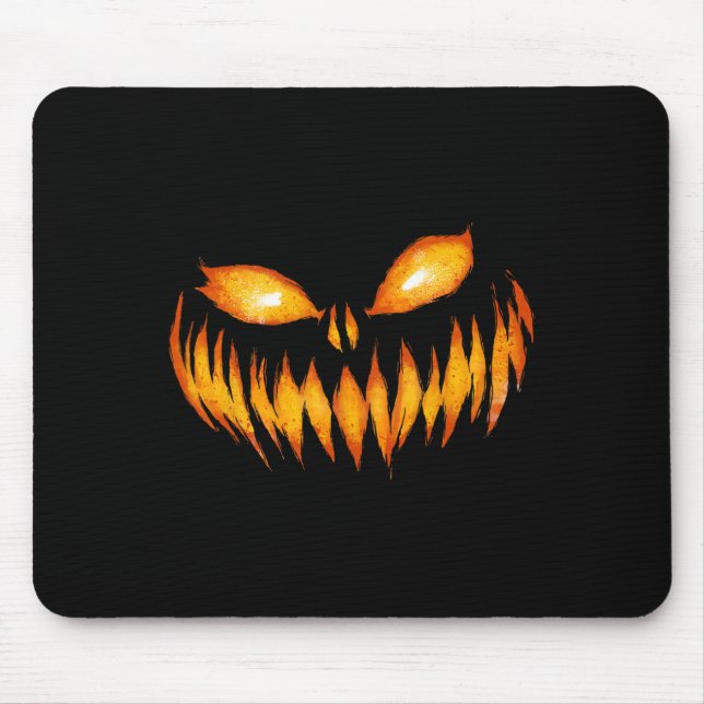 Tapis De Souris Halloween à la tête de Citrouille sculpté de Jack- (Devant)