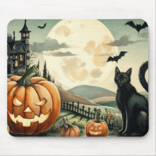 Tapis De Souris Halloween/Automne/Automne/citrouille/chat