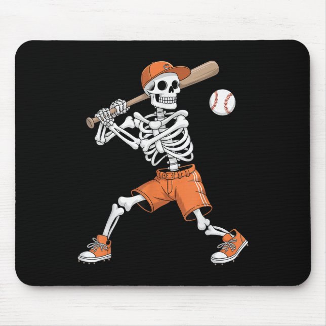 Tapis De Souris Halloween baseball en bataille de squelette (Devant)