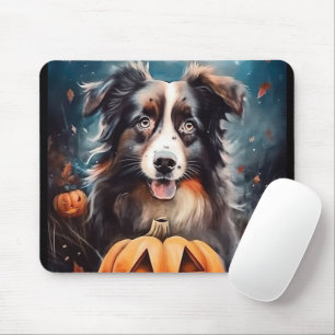 Tapis De Souris Halloween Berger Australien Avec La Peur Citrouill
