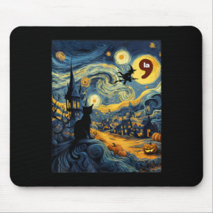 Tapis De Souris Halloween Black Cat Comma La Starry Night Art Kama