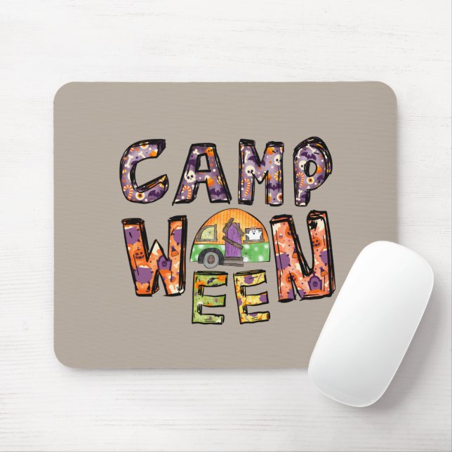 Tapis De Souris Halloween Camping | Jeu de mots (Avec souris)