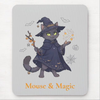 Tapis de souris Halloween Chat Magique Mignon