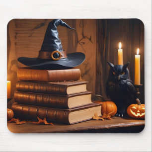 Tapis De Souris Halloween Chouette Citrouille mignonne Éffrayante